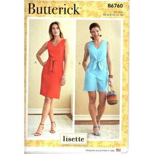 Butterick B6760 Misses 6 to 14 Dress and Romper Uncut Sewing Pattern
